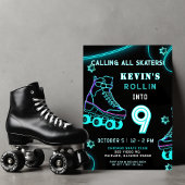 Retro Pret Neon Glow Roller Schaats Verjaardag Kaart
