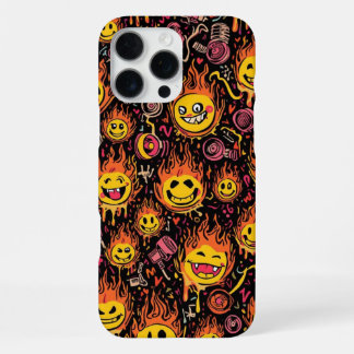 Retro Pret Smile Gezichten Vuurballen 80s Fan iPhone 16 Pro Max Hoesje