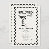 Retro pret zwart-wit Halloweenfeest Kaart (Voorkant / Achterkant)