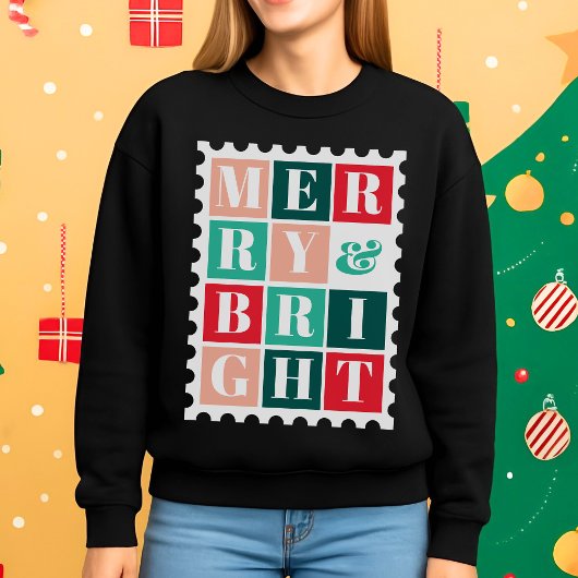 Retro Prettig en Helder Kerst Postzegel Trui