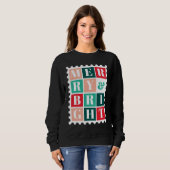 Retro Prettig en Helder Kerst Postzegel Trui (Voorkant volledig)