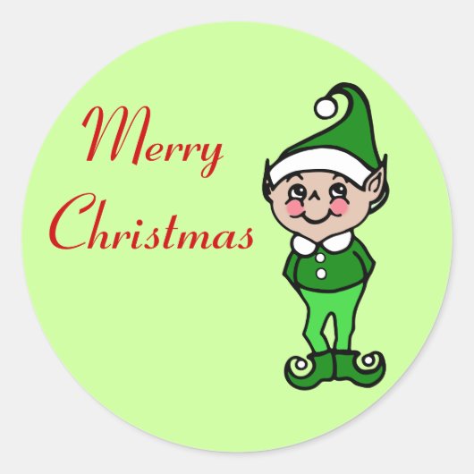 Retro Prettig Kerst Elf Stickers (Voorkant)