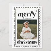 Retro Prettig Kerst Stempel Foto Familie Vakantie Feestdagenkaart (Voorkant)