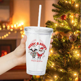 Retro Prettig Kerstfeest Acryl Drinkbeker