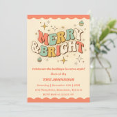 Retro Prettig Kerstfeest Bewerkbare Uitnodiging (Staand voorkant)