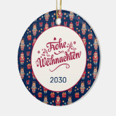 Retro Prettig Kerstfeest Keramisch Ornament (Links)