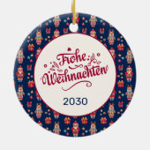 Retro Prettig Kerstfeest Keramisch Ornament (Achterkant)