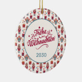 Retro Prettig Kerstfeest Keramisch Ornament (Rechts)