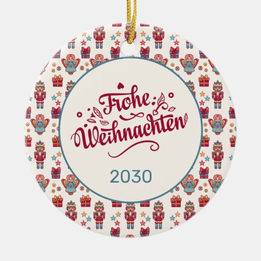 Retro Prettig Kerstfeest Keramisch Ornament (Voorkant)