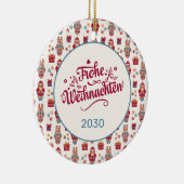 Retro Prettig Kerstfeest Keramisch Ornament (Rechts)