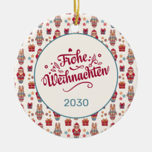Retro Prettig Kerstfeest Keramisch Ornament