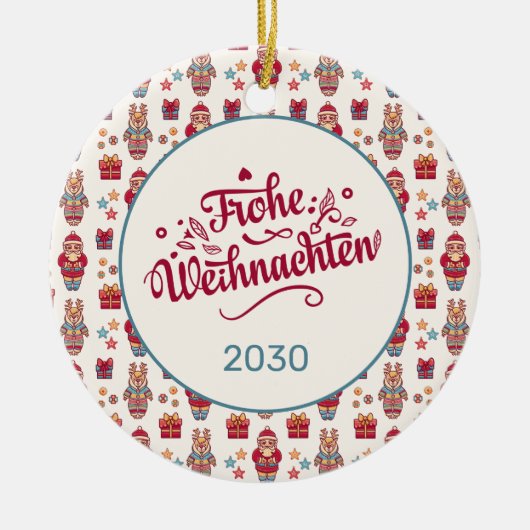 Retro Prettig Kerstfeest Keramisch Ornament (Voorkant)