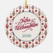 Retro Prettig Kerstfeest Keramisch Ornament (Achterkant)