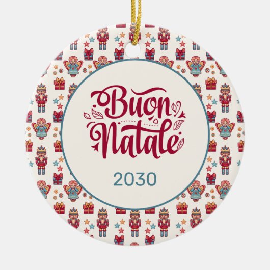 Retro Prettig Kerstfeest Keramisch Ornament (Voorkant)