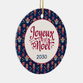 Retro Prettig Kerstfeest Keramisch Ornament (Rechts)