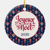 Retro Prettig Kerstfeest Keramisch Ornament (Achterkant)