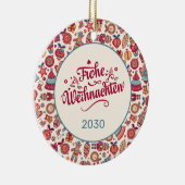 Retro Prettig Kerstfeest Persoonlijk Keramisch Ornament (Rechts)