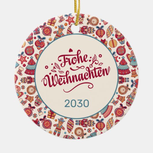 Retro Prettig Kerstfeest Persoonlijk Keramisch Ornament (Voorkant)