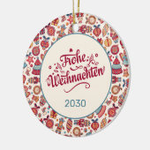 Retro Prettig Kerstfeest Persoonlijk Keramisch Ornament (Links)