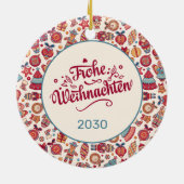 Retro Prettig Kerstfeest Persoonlijk Keramisch Ornament (Achterkant)