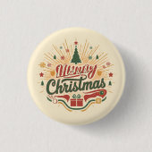 Retro Prettig Kerstfeest Ronde Button 3,2 Cm (Voorkant)