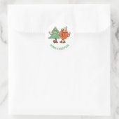 Retro Prettig Kerstfeest Ronde Sticker (Tas)