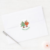 Retro Prettig Kerstfeest Ronde Sticker (Envelop)