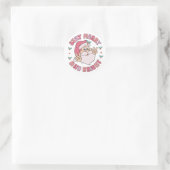 Retro Prettig & Kerstman Ronde Sticker (Tas)