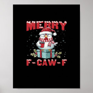 Retro Prettig Kerstmis F-Caw-F Kip Poster