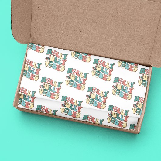 Retro Prettig Kerstmis  Hulst Takken Trillingen Tissuepapier