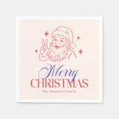 Retro Prettig Kerstmis Kerstman Servet (Voorkant)