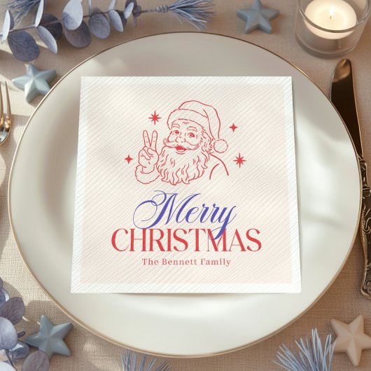 Retro Prettig Kerstmis Kerstman Servet