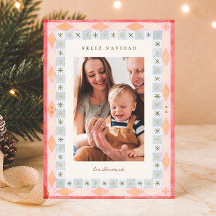Retro Prettig Kerstmis Kleurrijke Kerst Foto Feestdagenkaart