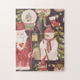 Retro Prettig Kerstmis Patroon - Festieve Esthetie Legpuzzel