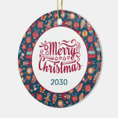 Retro Prettig Kerstmis Persoonlijk Keramisch Ornament (Links)