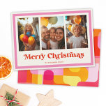 Retro Prettig Kerstmis Roze Regenboog Frame 3 Foto Feestdagenkaart<br><div class="desc">Stuur feestelijke vibraties met onze retro regenboog Zalig Feestdagen kaart! Met een speels roze frame en een gewaagde abstracte vormgeving is dit de perfecte manier om je favoriete 3 foto's te laten zien en kerstvreugde te verspreiden met stijl!</div>