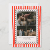 Retro Prettig Kerstmis Stempel Strepen familie Fot Feestdagenkaart (Achterkant)