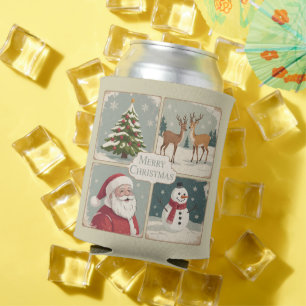 Retro Prettig Kerstmis Vintage Kerstman Boom Blikjeskoeler