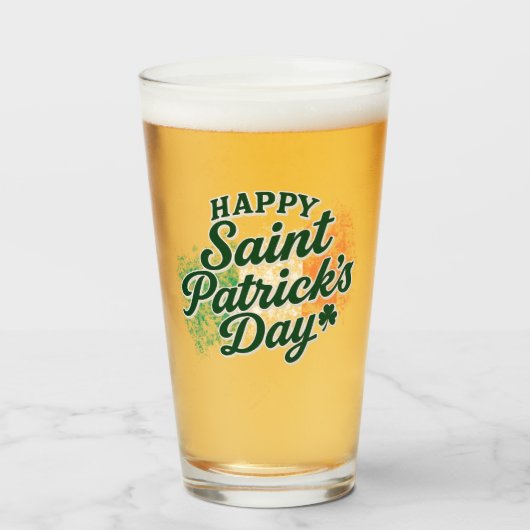 Retro Prettig St. Patrick's Day Glas (Voorkant gevuld)