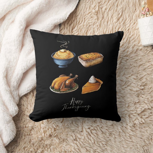 Retro Prettig Thanksgiving Herfst Pompoentaart Kussen (Deken)