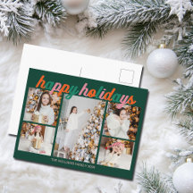 Retro Prettig Vakantiefeest Cute Groene Fotocollag