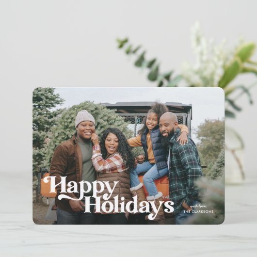 Retro  Prettige feestdagen fotokaart Feestdagenkaart (Staand voorkant)