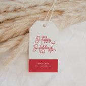 Retro Prettige feestdagen Rood Cadeaulabel