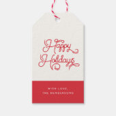 Retro  Prettige feestdagen Rood Cadeaulabel (Voorkant)