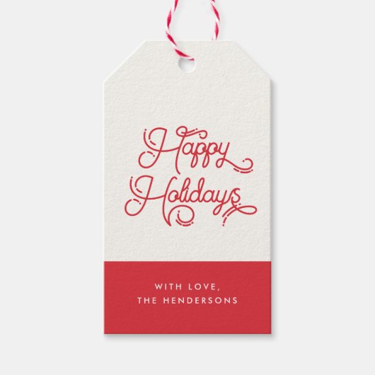 Retro Prettige feestdagen Rood Cadeaulabel (Voorkant)