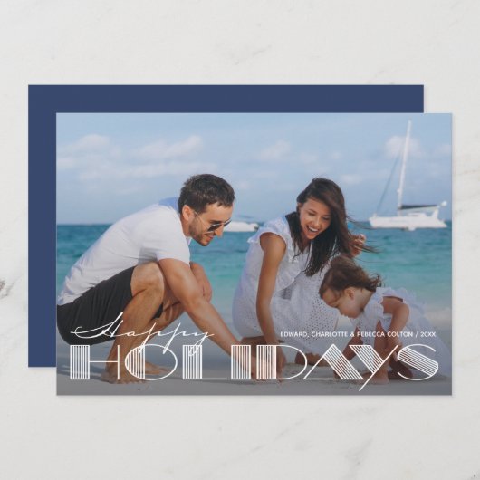 Retro Prettige feestdagen Typografie Kerstmis Feestdagenkaart (Voorkant / Achterkant)