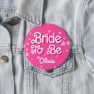 Retro Pretty Roze Sterren Bruidsfeest Ronde Button 4,0 Cm