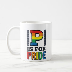 Retro Pride Letter P Regenboog Shirt Ontwerp_1 Koffiemok