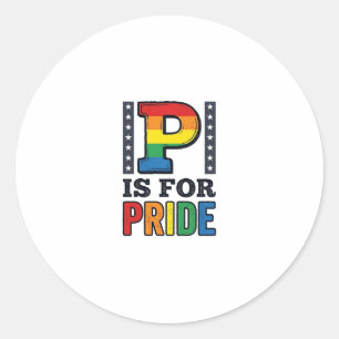Retro Pride Letter P Regenboog Shirt Ontwerp_1 Ronde Sticker