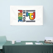 Retro Pride Letter P Regenboog Shirt Ontwerp_1 Spandoek (Beurs)